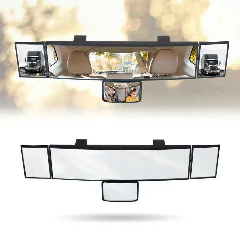 Foldable Car Mirror Multifunctional Mirror Widen The Field Of View Swivelling Adjustable Quadruple Folding Mirror