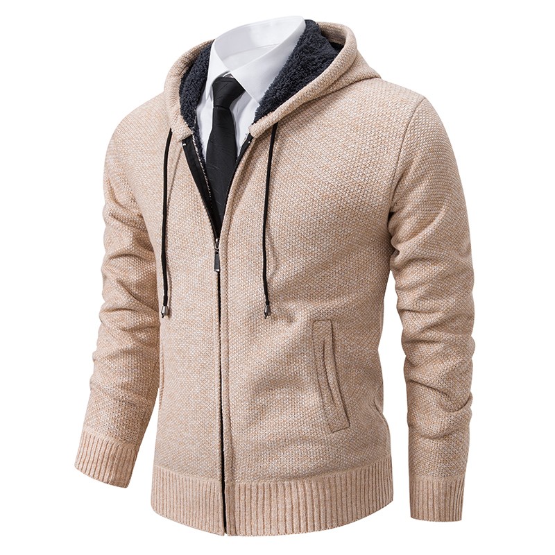Men's Solid Color Stand Collar Fleece Sports Coat