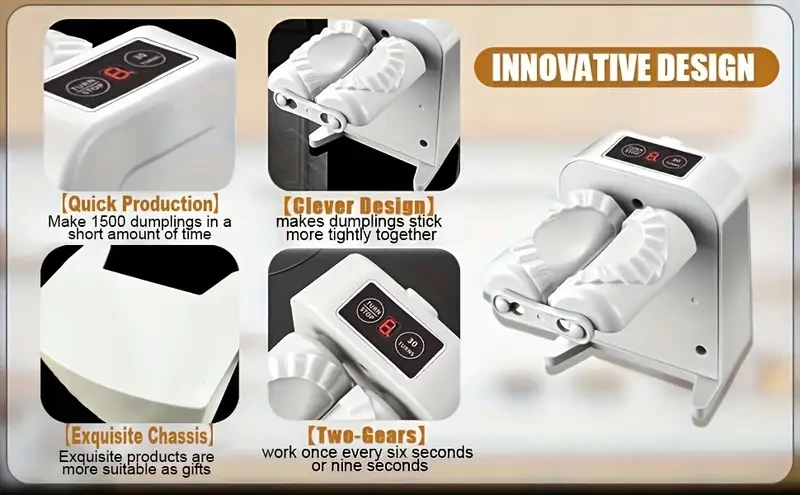 Easy-Press Dumpling Maker Kit with Spoon & Brush - 2 Modes, Quick Forming for Chinese Dumplings & Wontons, Stainless Steel