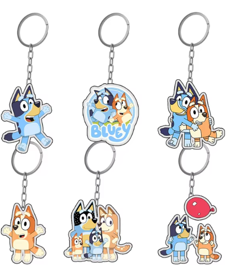 6/12pc Bluey Keychains Kids Bingo