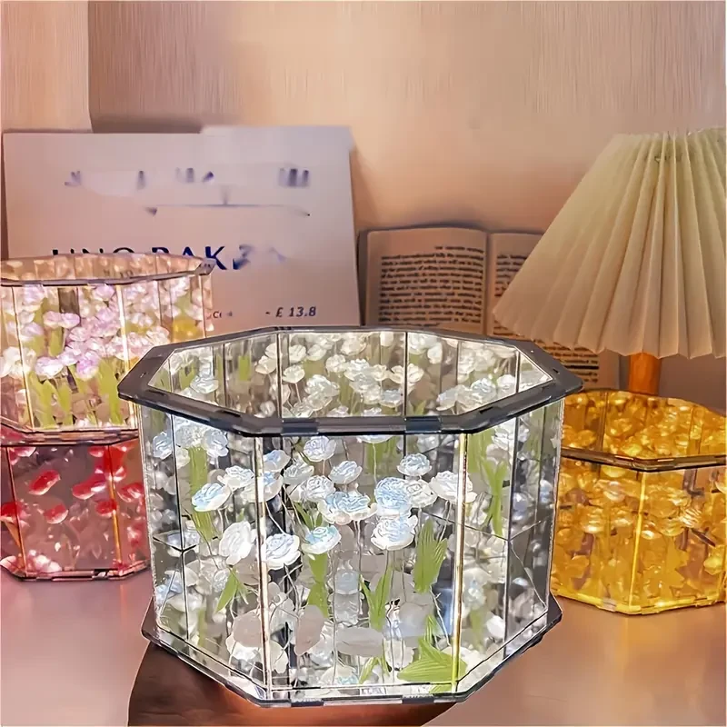 21pcs Flowers DIY Desktop Ornaments Night Light Set