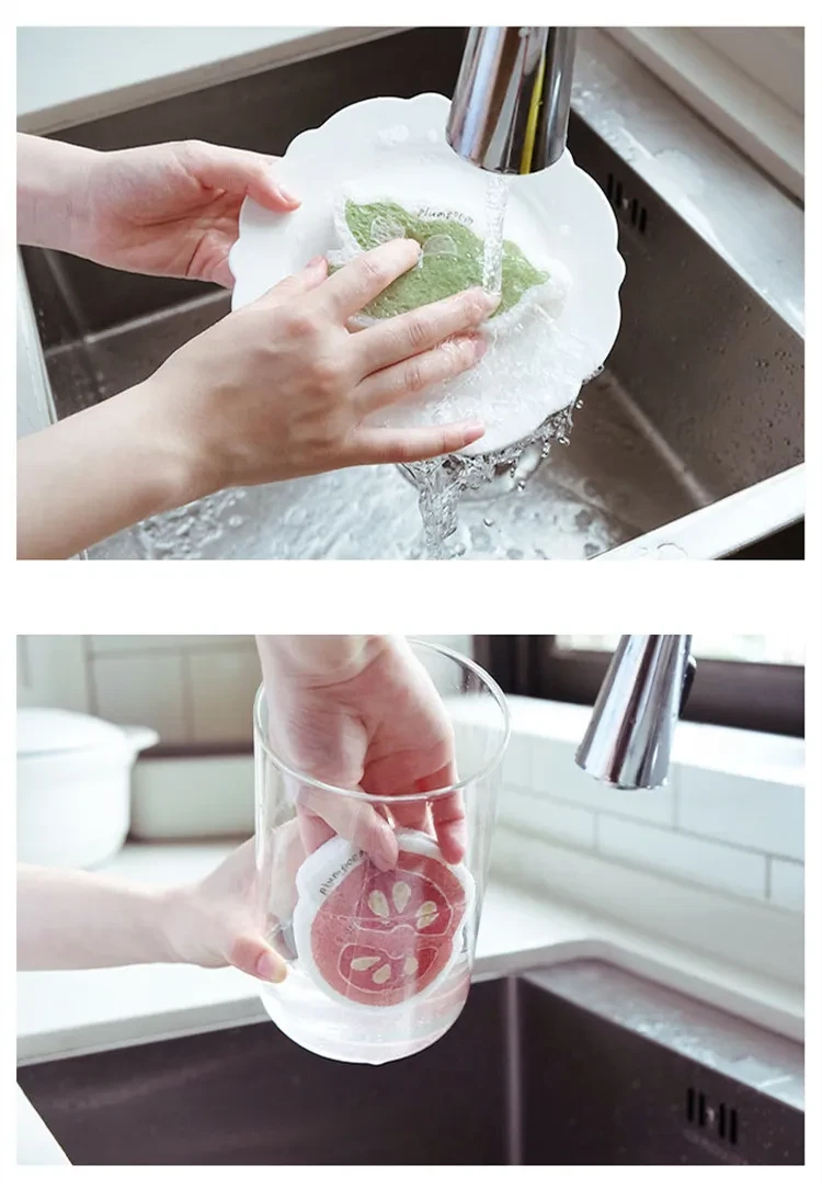 Kitchen Compressed Wood Pulp Cotton Cleaning And Dishwashing Printing Sponge