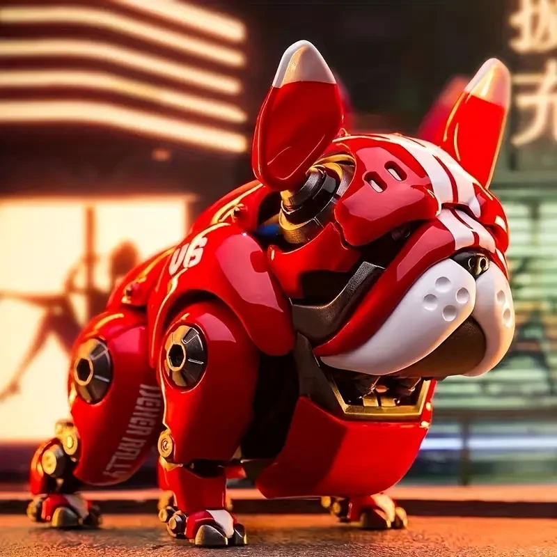 1pc Red PVC Mechanical Dog Figurine, Collectible Model, Desktop Ornament, Unique Gift for Men, Birthday, Holiday, Boutique Packaging