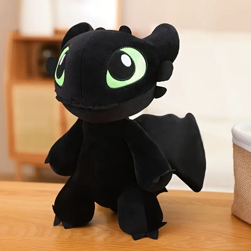 New Cartoon Anime Toothless Dragon Plush Toy, 25cm/9.84 inch Toothless Dragon Plush Doll with Wings, Collectible Kawaii Plush Doll, Unique Gift for Boys and Girls