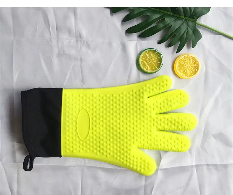 Silicone Gloves Kitchen Baking Insulation Five Fingers Cotton Thickened Microwave Oven