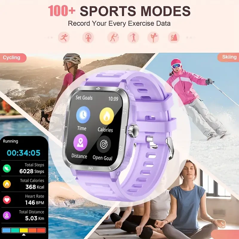 4.98 cm Smart Watch(Answer/Make Call) with 100+ Watch Faces/ 100+Sport Mode/ Music Control/Voice Control/Long Battery Life,430Mah Battery, Smartwatch Compatible for Iphone And Android, Fitness Bracelet Unisex Design for Men And Women