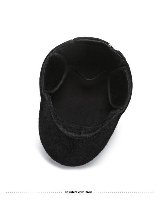 Fleece-lined Earflaps Mink-like Flat-top Cap Leisure Cold-proof Thermal Cotton Hat