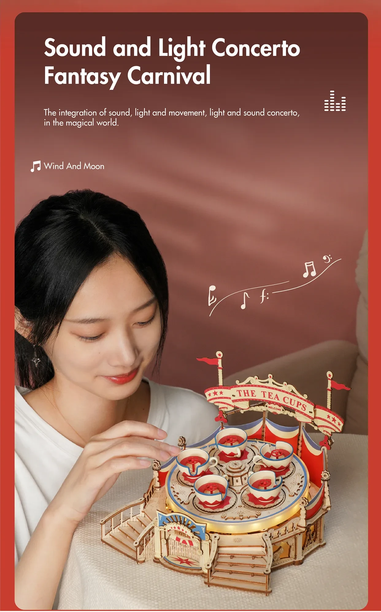 Robotime Rokr Tilt-A-Whirl The Tea Cup Amusement Park Series Building Toy Birthday Xmas Gifts For Kids Children 3D Wooden Puzzle