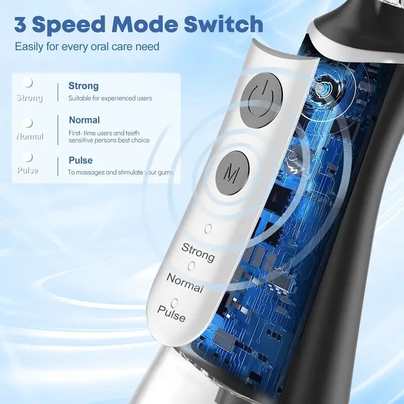 Cordless Water Flosser - Rechargeable Oral Irrigator with 5 Tips and Storage Bag (11.83oz)