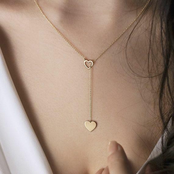 Peach Heart Pendant Women's Y-shaped Necklace