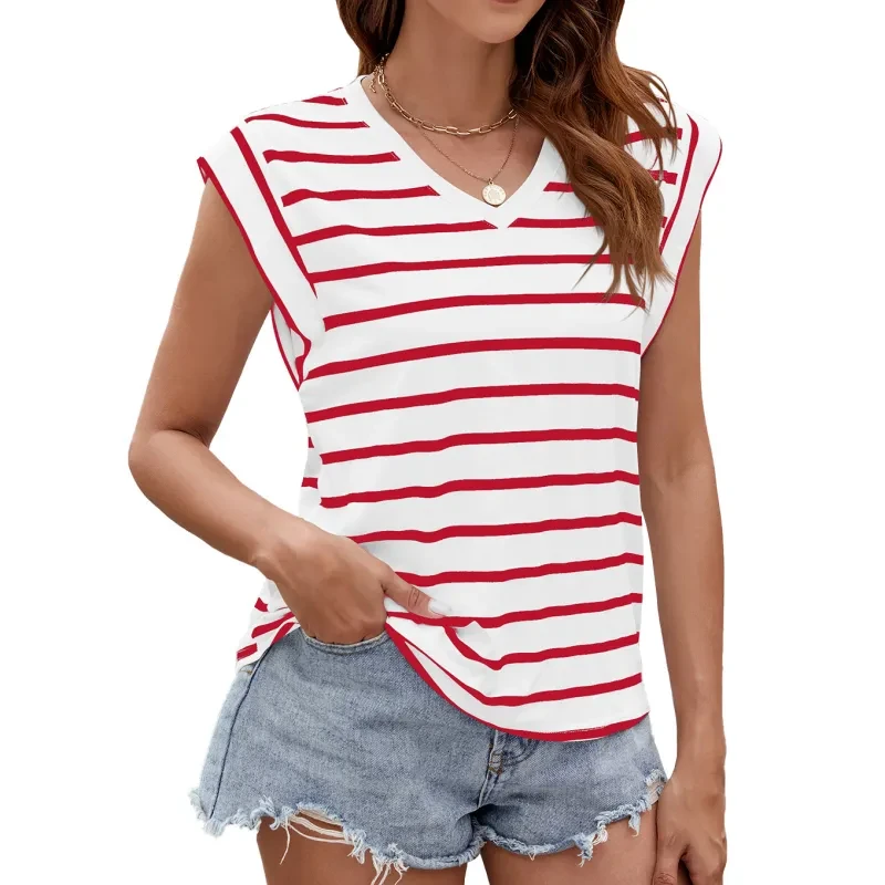 V-neck Short-sleeved T-Shirt Summer Loose Tank Top