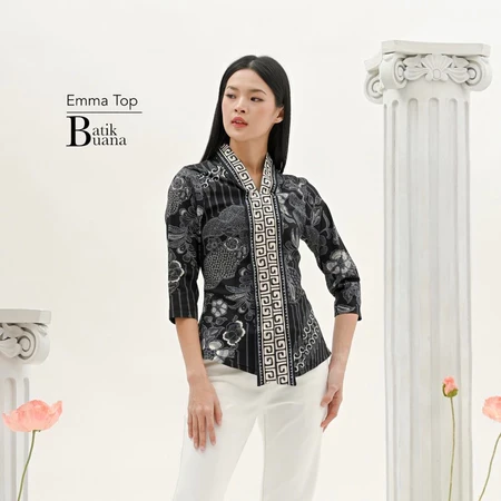 Emma Top Women's Batik Tops - Cute Beautiful Modern Batik Tops for Women - Modern Women's Batik Red AAE