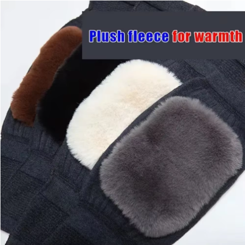 Knee-skin Fur Knee Pads Winter Warm Thickening Long Men and Women Leggings Motorcycle