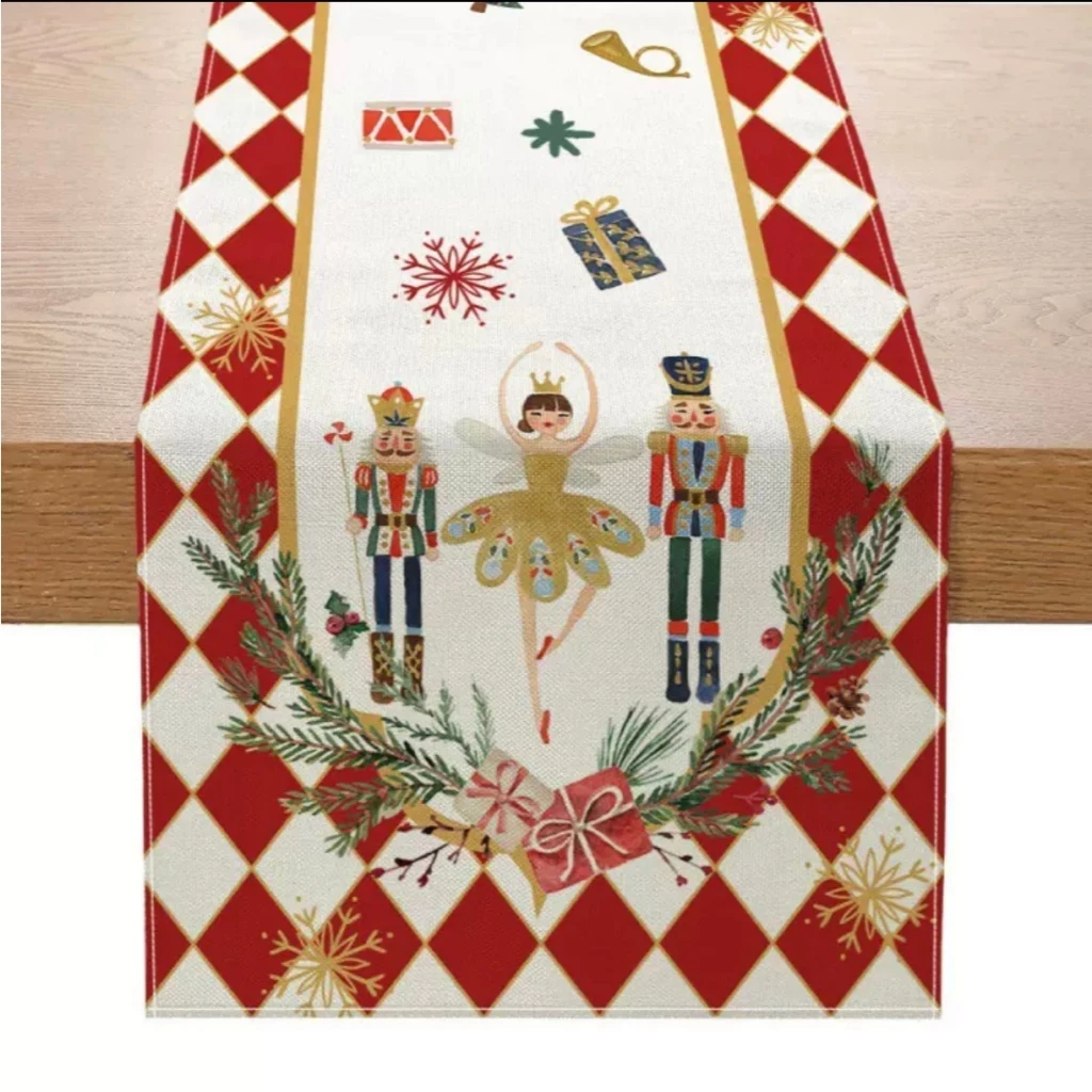 Table Runner Christmas Motif Christmas Nutcracker Cloth Dining Tablecloth