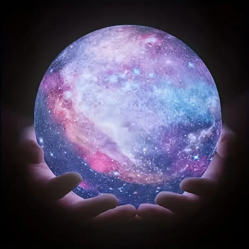 16 Inch Solid Wood Stand Colorful Ball Moon Lamp - 3D LED Night Light with 16 Colors Adjustable, Remote Control, and USB Plug