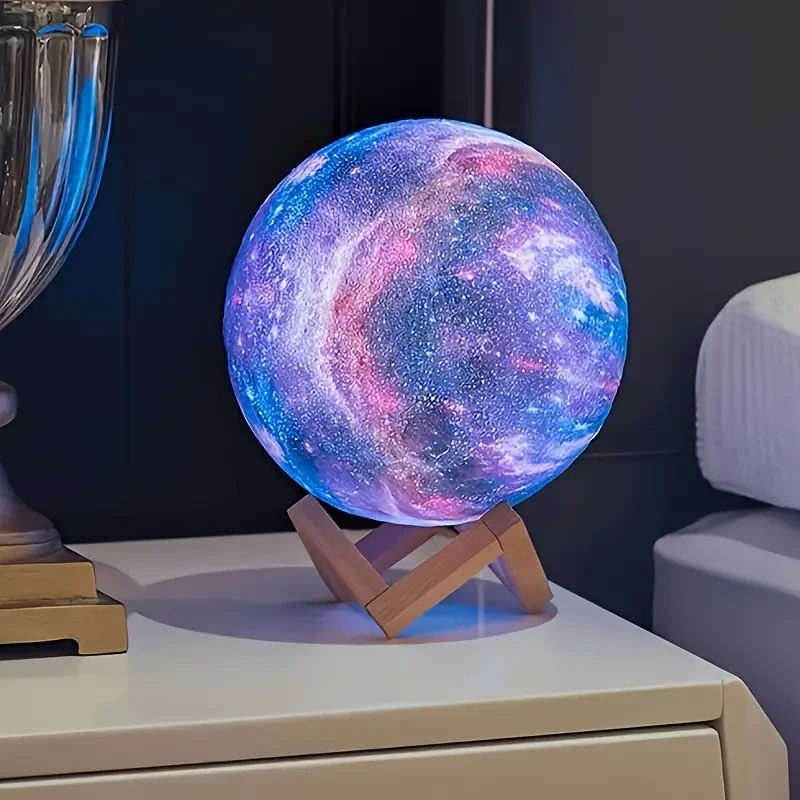 16 Color Remote Control 3D LED Moon Lamp with Stand - USB Plug-in (5.98 Inch)