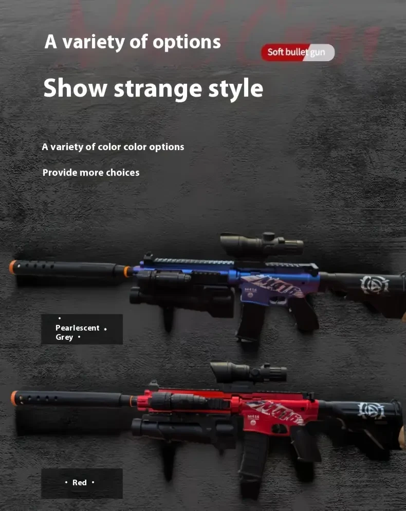 1pc M416 Electric Assault Rifle Toy Gun with Flashlight and Scope, Manual and USB Charging, Includes 20 Shells and Return Target, Durable Plastic and Material, Full Configuration for Kids - Red