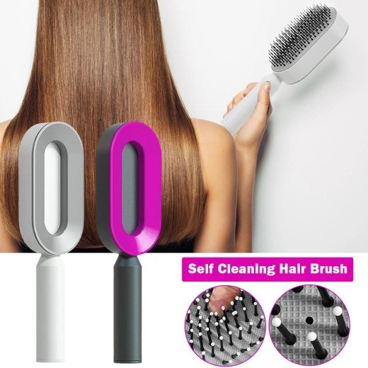 Self Cleaning Hair Brush For Women Massage Scalp Promote Blood Circulation Anti Hair Loss 3D Hair Growth Comb Hairbrush Self-Cleaning Hair Brush 3D Air Cushion Massager Brush Airbag Massage Comb B