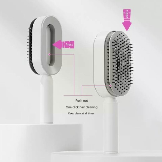 Self Cleaning Hair Brush For Women Massage Scalp Promote Blood Circulation Anti Hair Loss 3D Hair Growth Comb Hairbrush Self-Cleaning Hair Brush 3D Air Cushion Massager Brush Airbag Massage Comb B