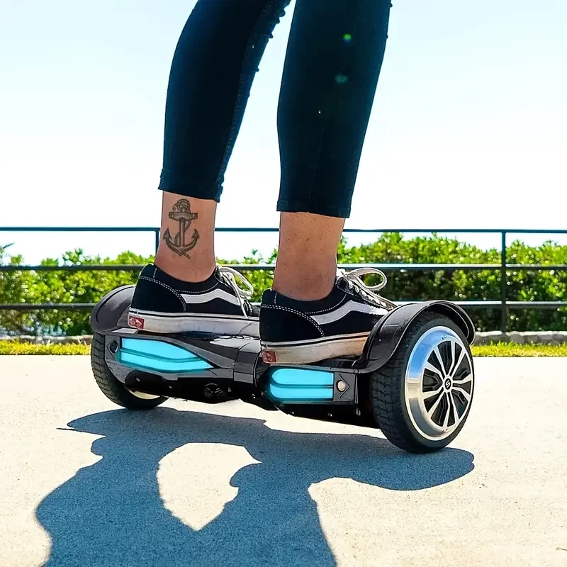 Black Hoverboard with 6.5-Inch Wheels, Dual 110W Motors, 14+ Age Group, Lithium Battery, 264.55LB Max Load, 1.5A Output, 42V Working Voltage, US Plug, Aluminum Frame - Self-Balancing Electric Scooter with 6 MPH Speed and 3-Mile Range