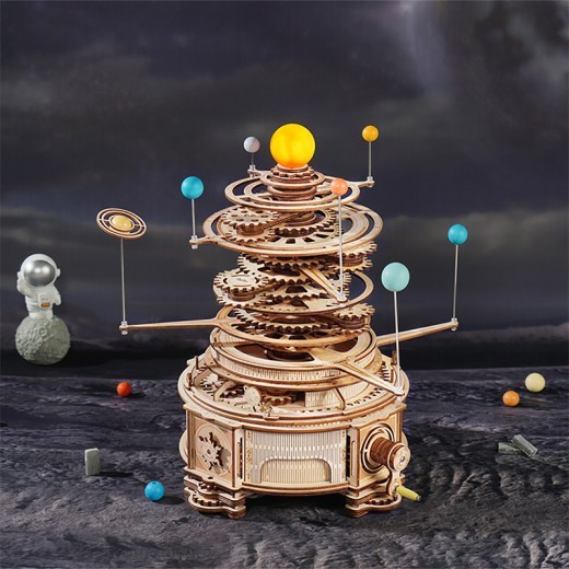 Robotime Rokr 316PCS Rotatable Mechanical Orrery DIY Wooden Model Building Block Kits Assembly Toy Gift For Children ST001