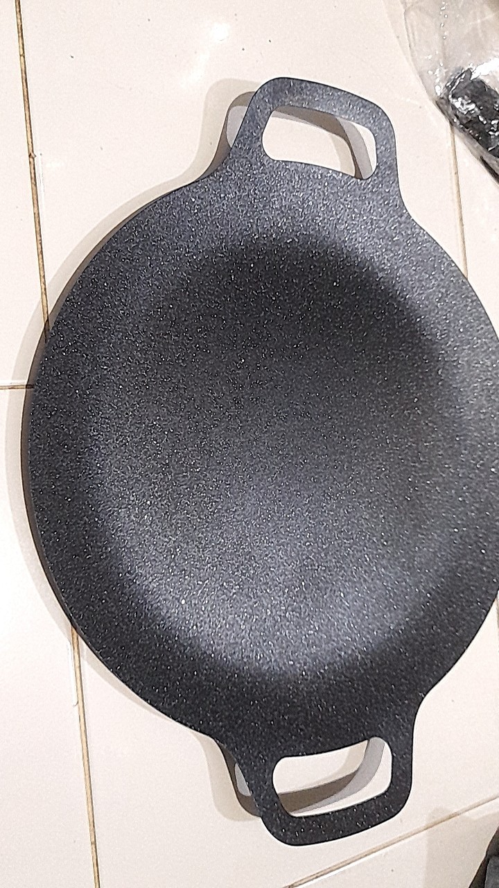 (SS) BBQ Grill Pan Korean Grilling Tools Round Non-Stick Multipurpose Frying Pan