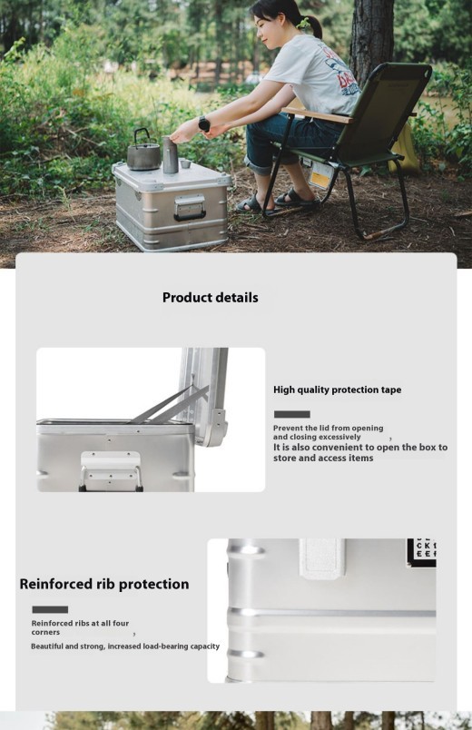 Outdoor Aluminum Alloy Storage Box Camping Metal Portable Vehicle-mounted Wild Camping Equipment
