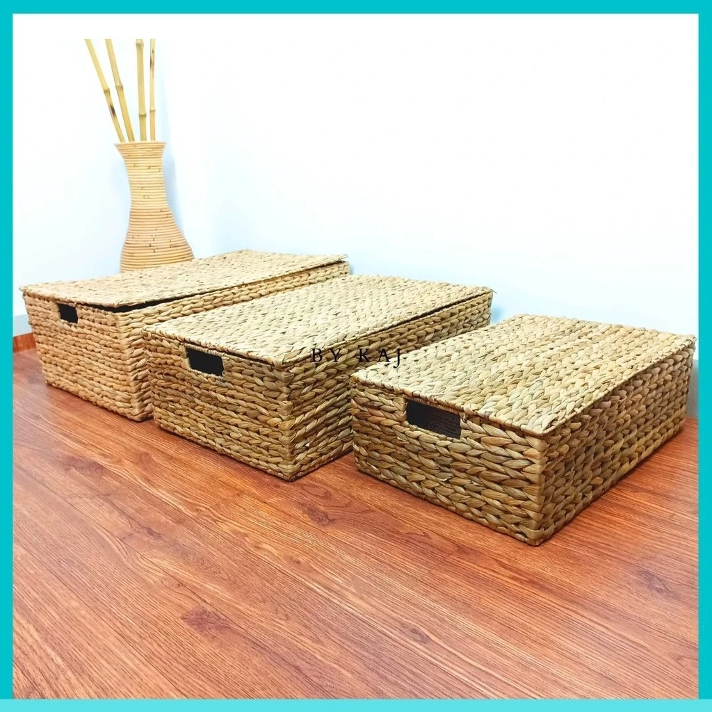 Multifunction Storage Box with Water Hyacinth Cover