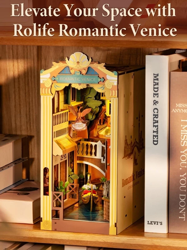 Toy Puzzle 3d DIY Wooden Book Nook Kit Led for birthday Gift Christmas Halloween Adult Child