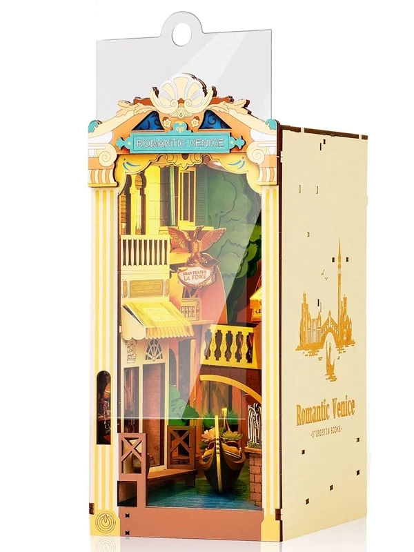 Toy Puzzle 3d DIY Wooden Book Nook Kit Led for birthday Gift Christmas Halloween Adult Child