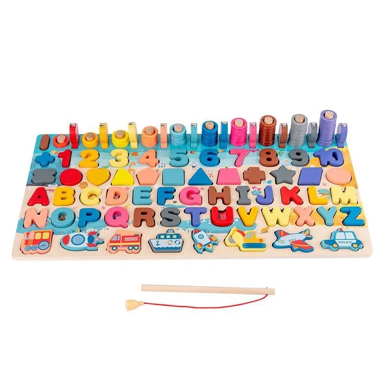 7in1 Wooden Puzzle Wooden Wooden Wooden Wooden Wooden Toys and Fishing Numbers Montessori Wooden Toys