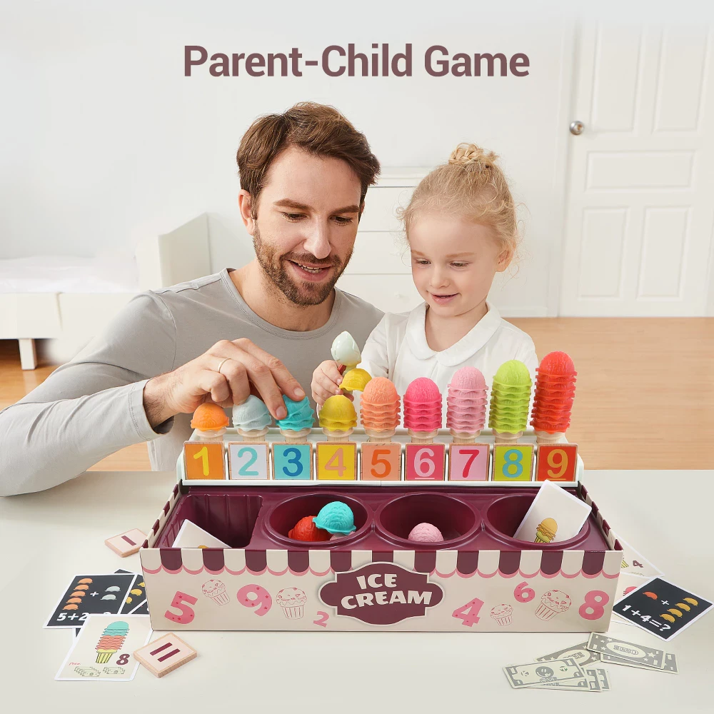 Top Bright Ice Cream Set-Math and Logic Game - ice cream display toy - counting toy