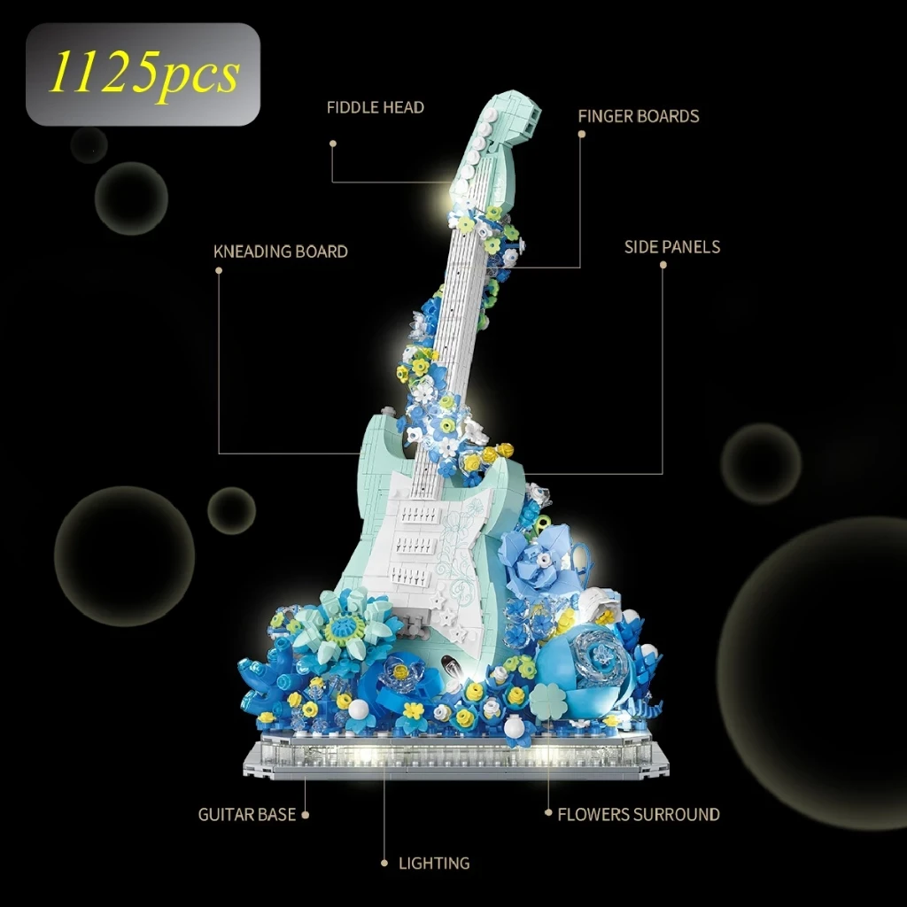 Block City- Balody Guitar Flower Puzzle Brick Brick Flower & Guitar Milk Block