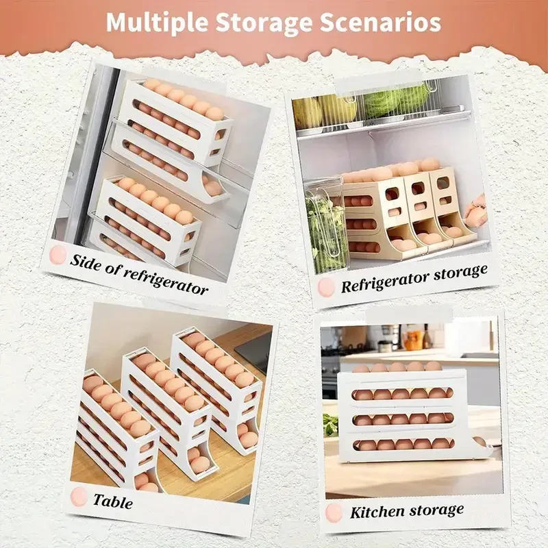 The Egg Dispenser Automatically Rolls The Egg Tray Finisher, Saving Space. The Egg Roller Of The Refrigerator Can Accommodate 25 Eggs At The Same Time, Which Is Suitable for Refrigerators, Kitchens, Cabinets And Dining Tables