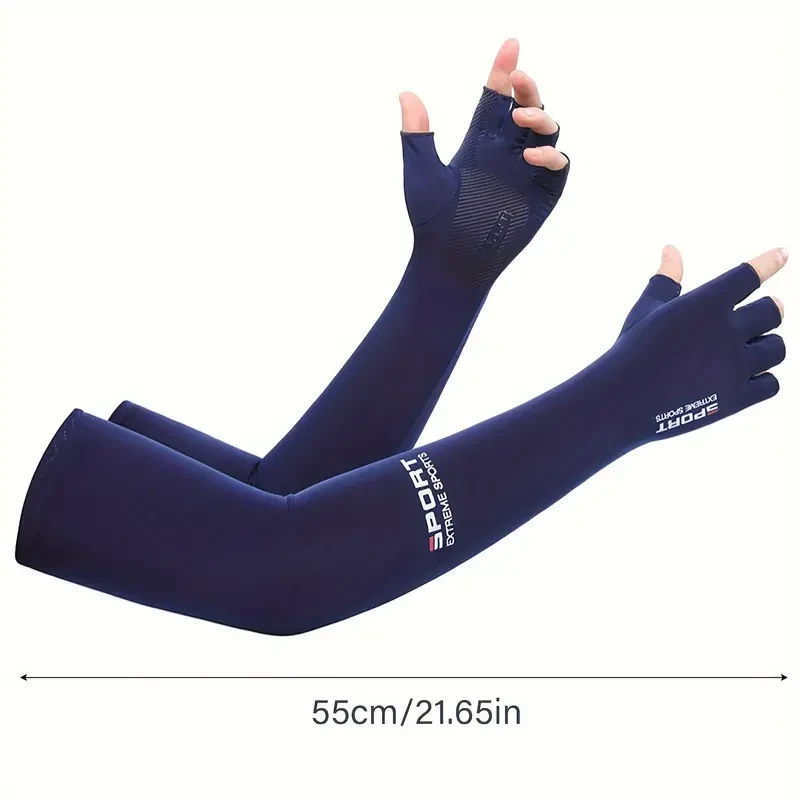 Summer Cooling Arm Sleeves Cover Solid Color UV Sun Protection Anti Slip Arm Sleeves
