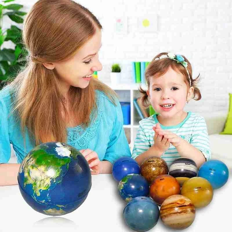 9/10pcs Toys Education Planet Ball Elastic Ball Shape Planet Solar System