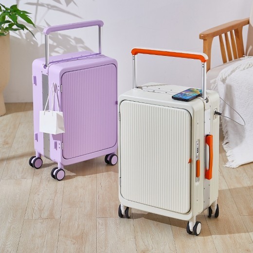 Multifunctional USB Charging Trolley Case Front Fastening Wide Trolley Universal Wheel 20-inch Boarding