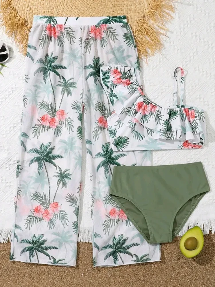 Girls' Flying Gauze Pants Swimsuit Three-piece Suit