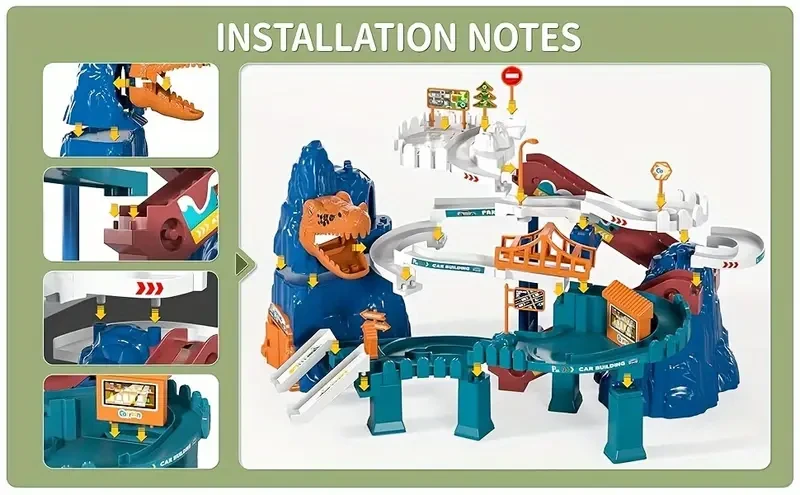 For 3 4 5 6 7 Year Old Boys, Dinosaur Race Track Playset - Car Ramp Track Toys, Mini Car For Kids, Kids Toys Mountain Track