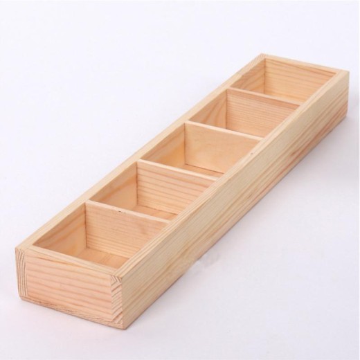 Five Grid Flower Pot Wooden Tray Succulent Flower Pot