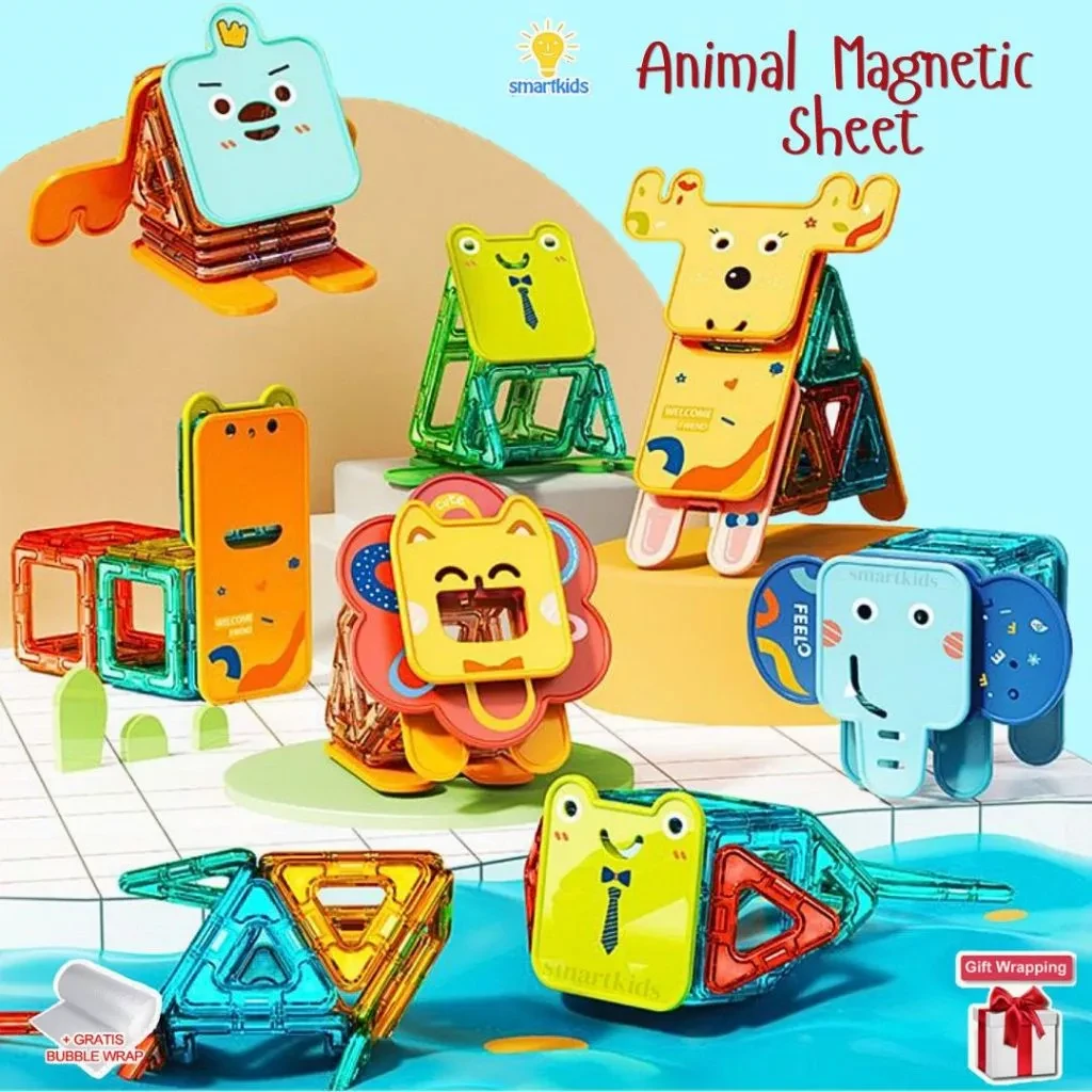 Magnetic Blocks Animal 4D Puzzle Maze Tiles Educational Toys for Children to Stack Animal Shapes Build 3D Design STEM
