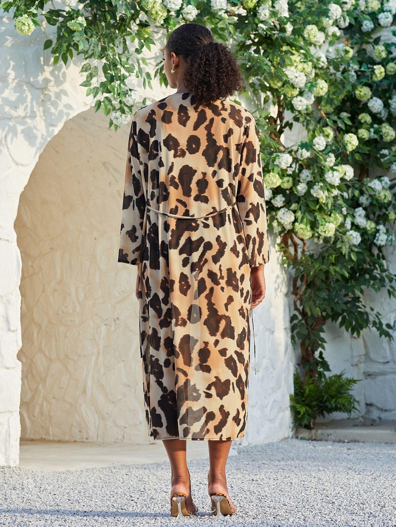 Women's Versatile Mesh Printed Beach Cover Up