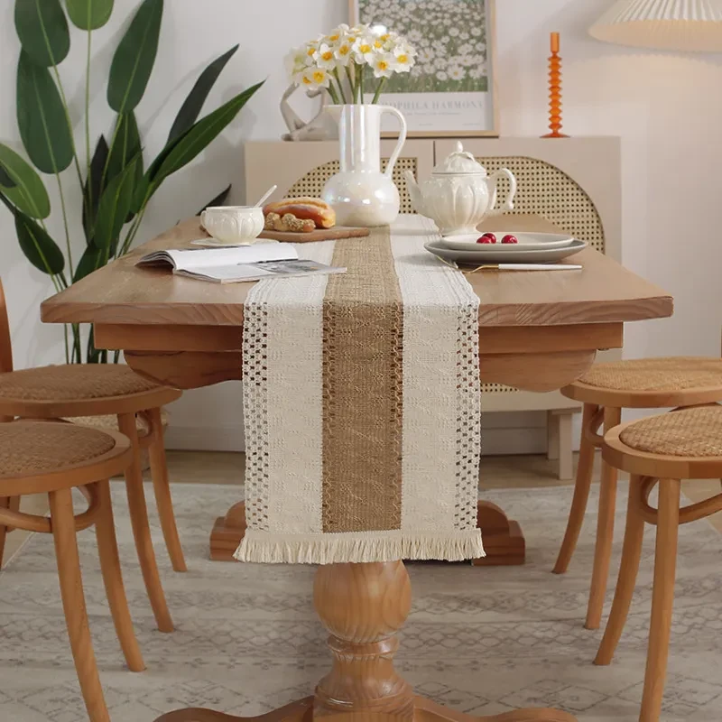 Light Luxury Colored Tassel Long Table Cloth