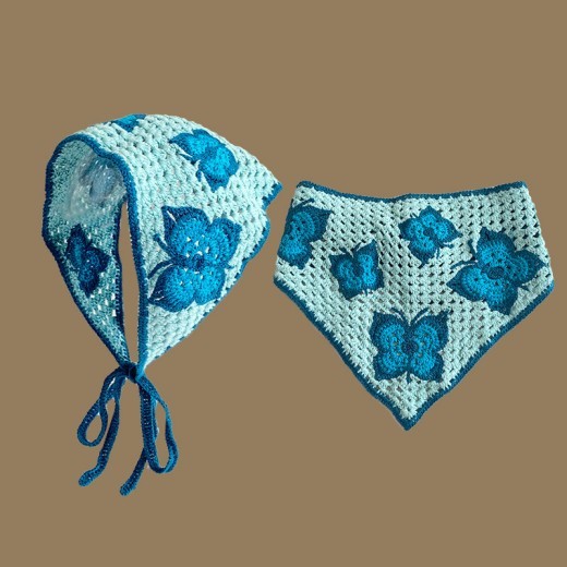 Blue Butterfly Hollow Crochet Triangular Binder