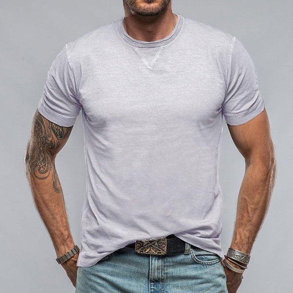 Casual Cotton Solid Color Round Neck Short Sleeve T-Shirt