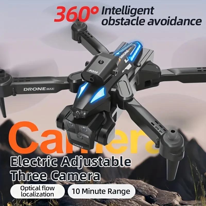3 Adjustable Cameras C10 Foldable Quadcopter Mini Drone - Auto-hovering Remote Control Helicopter Toy For Adults With Intelligent Avoidance Function