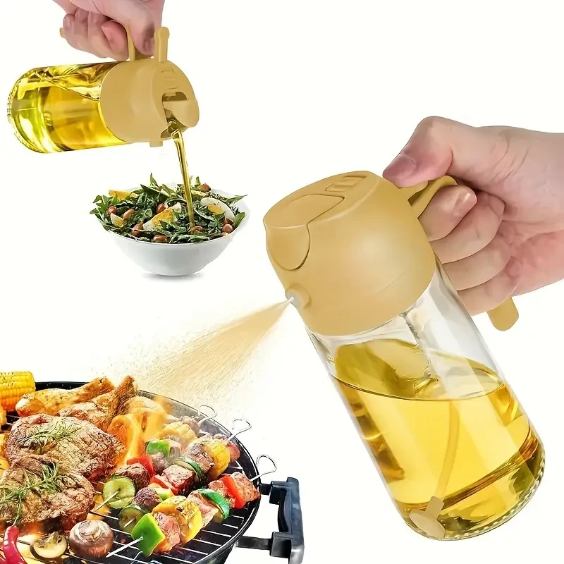 16oz 2-in-1 Olive Oil Dispenser and Oil Sprayer Bottle for Kitchen
