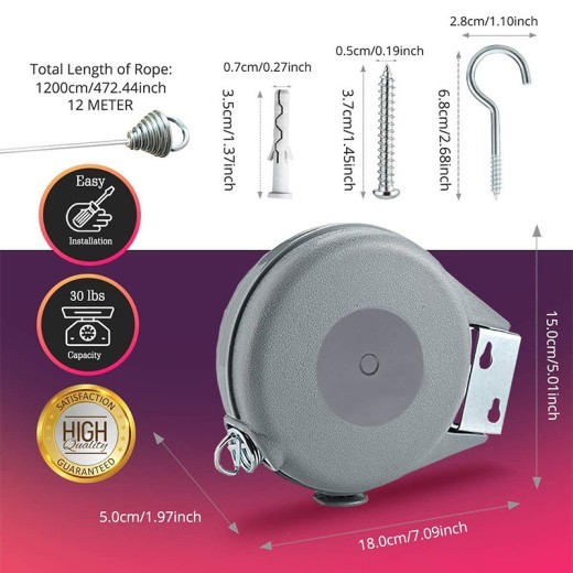 Perforated Clothesline Freely Adjustable Telescopic Bold Invisible Drying Rack Balcony Indoor And Outdoor 12 Meters Clothesline