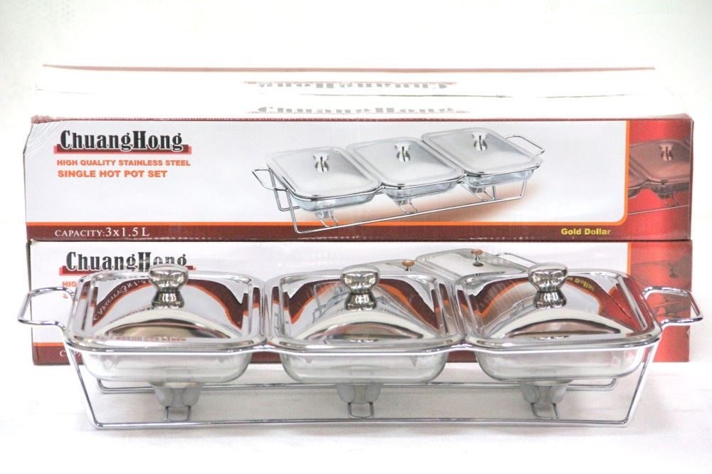 3PC Chafing Dish Glass Buffet Dish