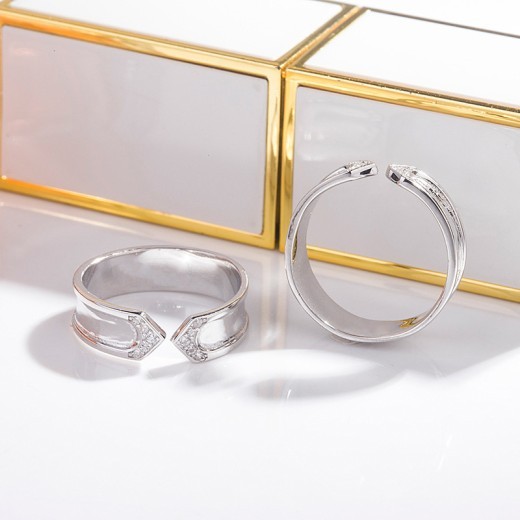 S925 Sterling Silver Trendy Double Pointed Ring